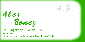 alex boncz business card
